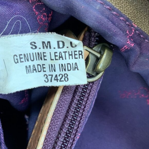 Anuschka Painted Butterfly Leather Hobo Shoulder Bag Zip Top Purse Dual Straps - Picture 7 of 16